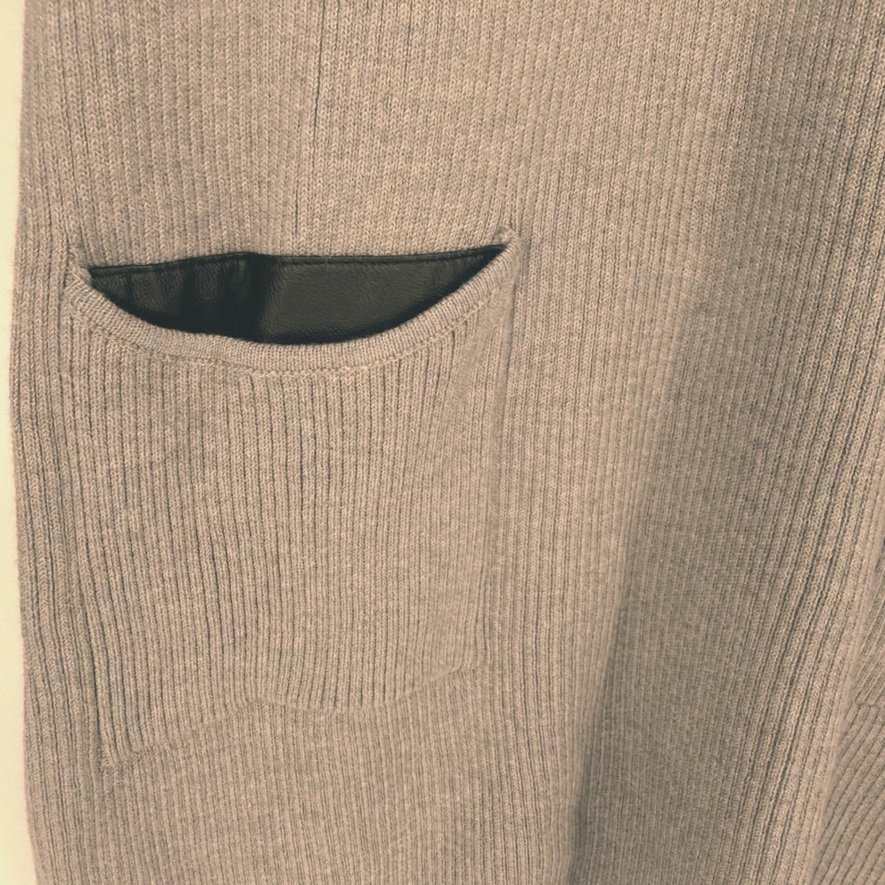 AGB Ribbed Long Sleeve Sweater Dress with Faux Leather Pockets Tan Size L - Picture 4 of 10